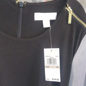 Black Michael Kors Jumpsuit with Gold Zipper Detail with belt Gold mk logo tie